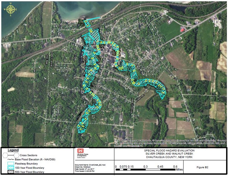 Photo illustration of a floodplain map generated by the Army Corps of Engineers Floodplain Management Services.
