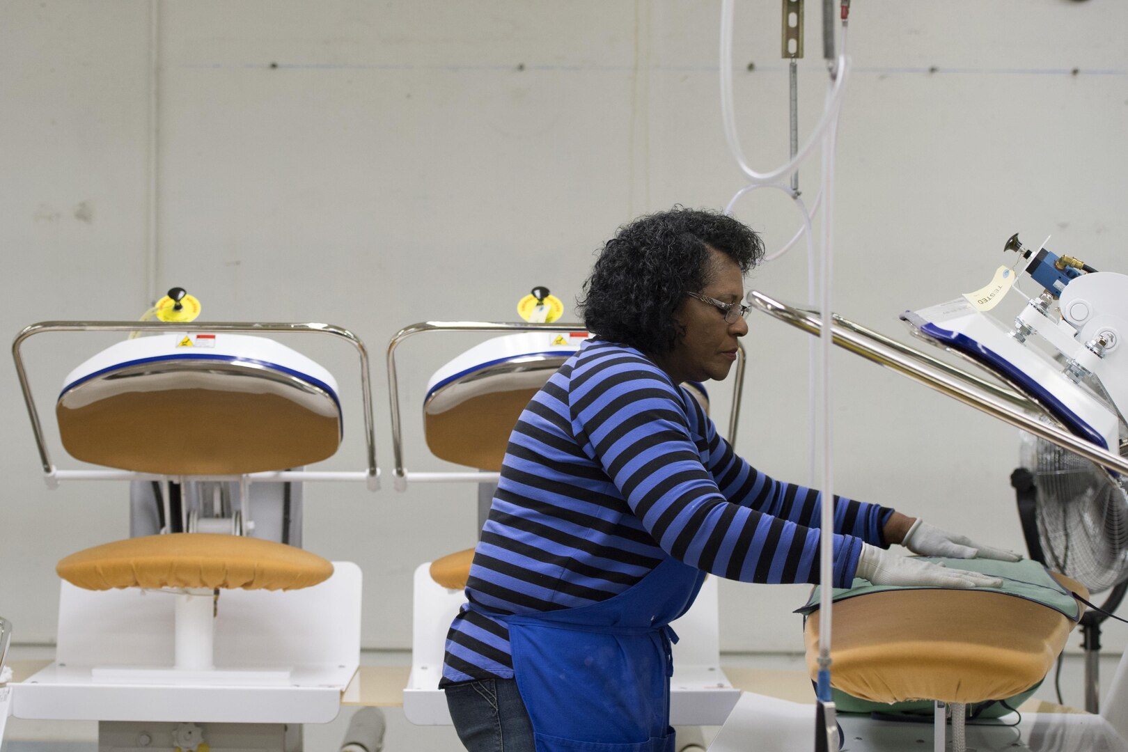 The JBER Laundry employs 63 Airmen who collectively wash, dry, press, fold and wrap 7,000 pounds of laundry daily – almost 7 million pounds per year. The JBER Laundry, formerly known as the Quartermaster Laundry has been supporting the laundry needs of the base community since the 1950s.