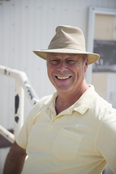 Master Sgt. Dan Demers, material handling equipment mechanic with the 380th Expeditionary Logistics Readiness Squadron, poses for a photo at Al Dhafra Air Base, United Arab Emirates, Sept. 1, 2017.