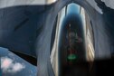 An F-22 Raptor from the 94th Fighter Squadron disengages after refueling from a KC-10 Extender while in transit back to Joint Base Langley-Eustis, Va. after participating in Red Flag 17-4 Aug. 26, 2017. Red Flag is a realistic combat training exercise involving the air, space and cyber forces of the U.S. and its allies. (U.S. Air Force Photo/Staff Sgt. Carlin Leslie)