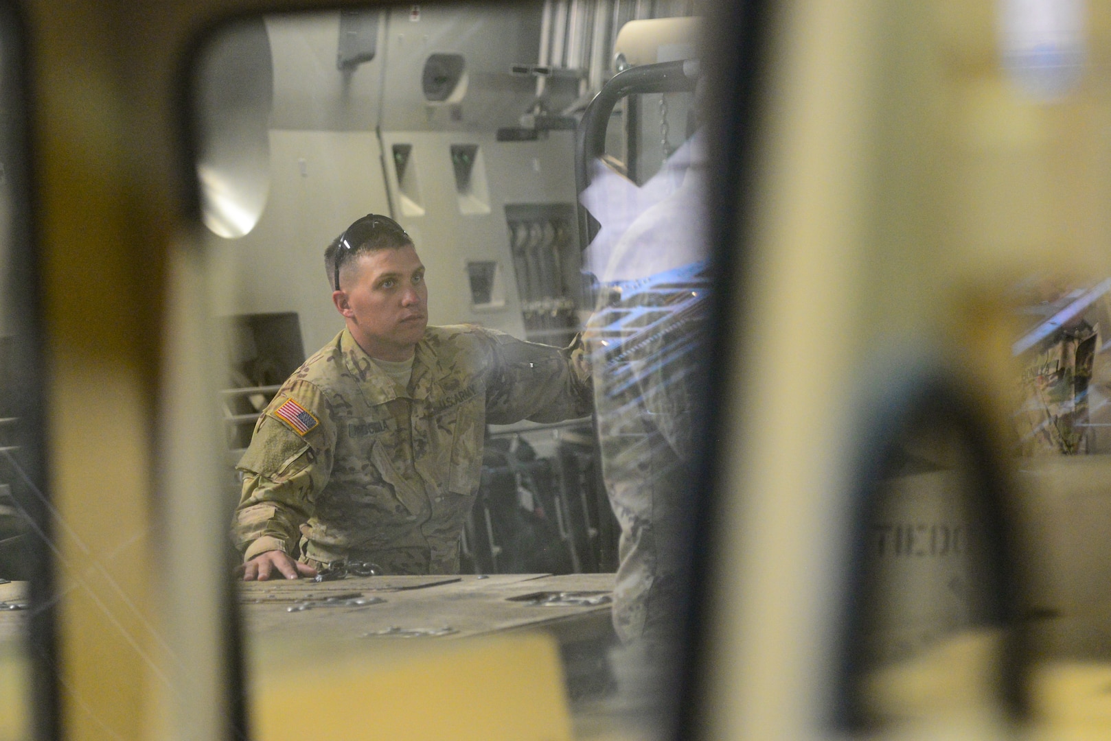 Members from the 502nd Logistics Readiness Squadron, the 433rd Airlift Wing, and the 445th Airlift Wing unload pallets and rolling stock containing maintenance equipment Aug. 30, 2017 at Joint Base San Antonio-Lackland Kelly Field, Texas.