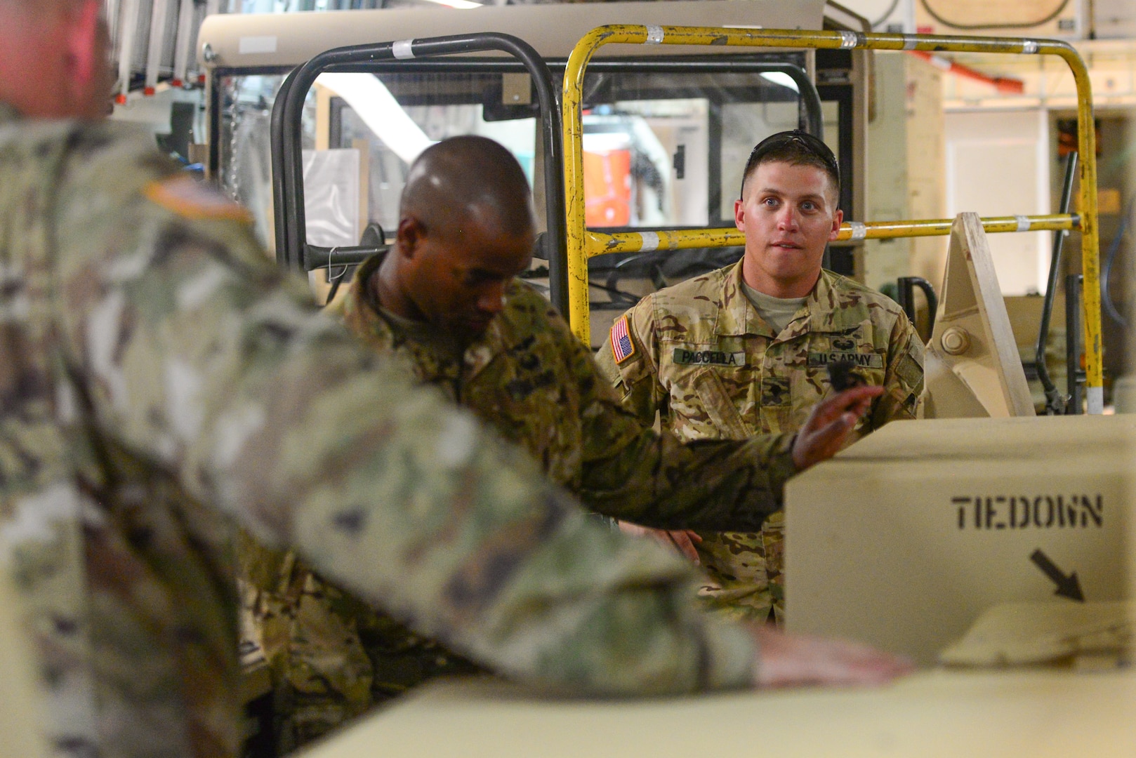 Members from the 502nd Logistics Readiness Squadron, the 433rd Airlift Wing, and the 445th Airlift Wing unload pallets and rolling stock containing maintenance equipment Aug. 30, 2017 at Joint Base San Antonio-Lackland Kelly Field, Texas.