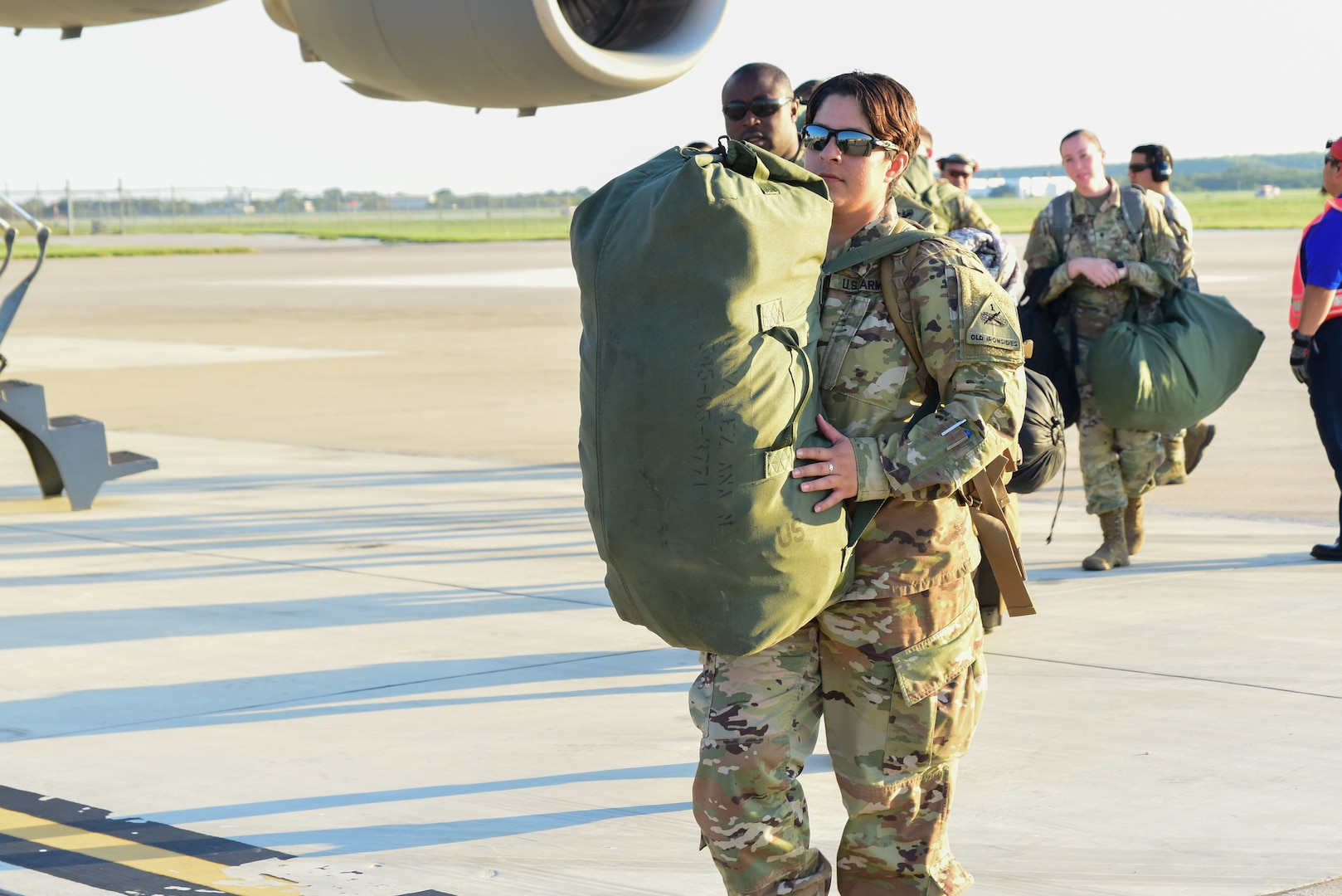 Members from the 502nd Logistics Readiness Squadron, the 433rd Airlift Wing, and the 445th Airlift Wing unload pallets and rolling stock containing maintenance equipment Aug. 30, 2017 at Joint Base San Antonio-Lackland Kelly Field, Texas.