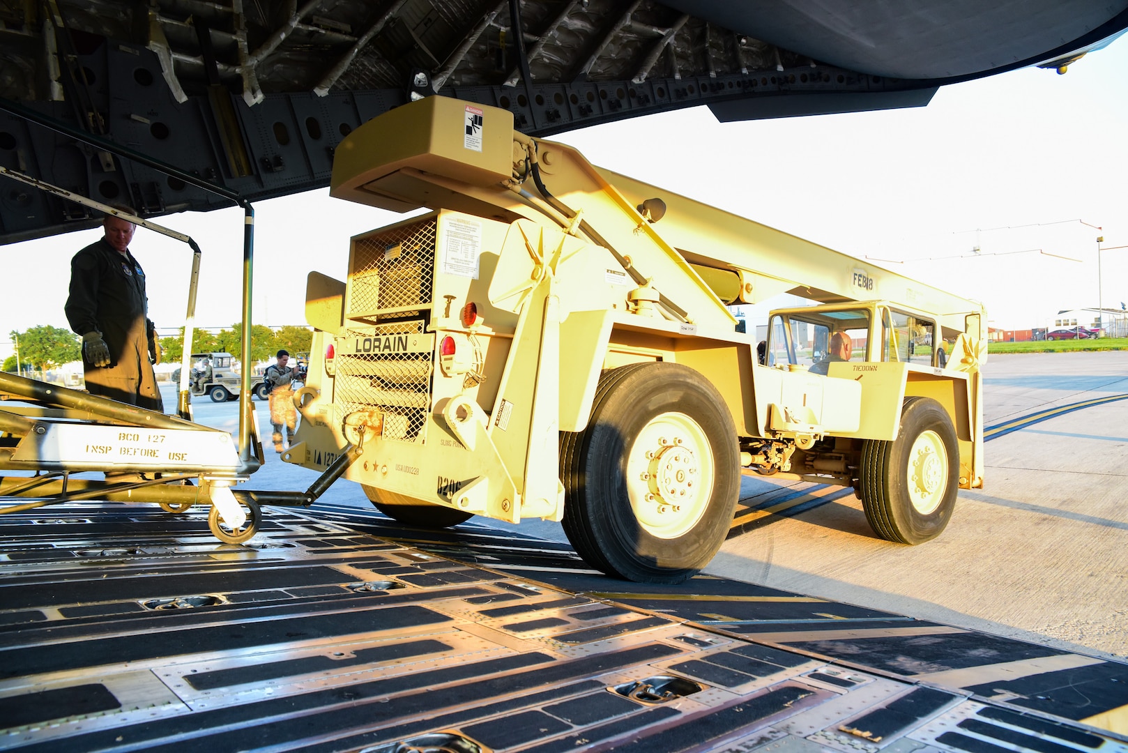 Members from the 502nd Logistics Readiness Squadron, the 433rd Airlift Wing, and the 445th Airlift Wing unload pallets and rolling stock containing maintenance equipment Aug. 30, 2017 at Joint Base San Antonio-Lackland Kelly Field, Texas.