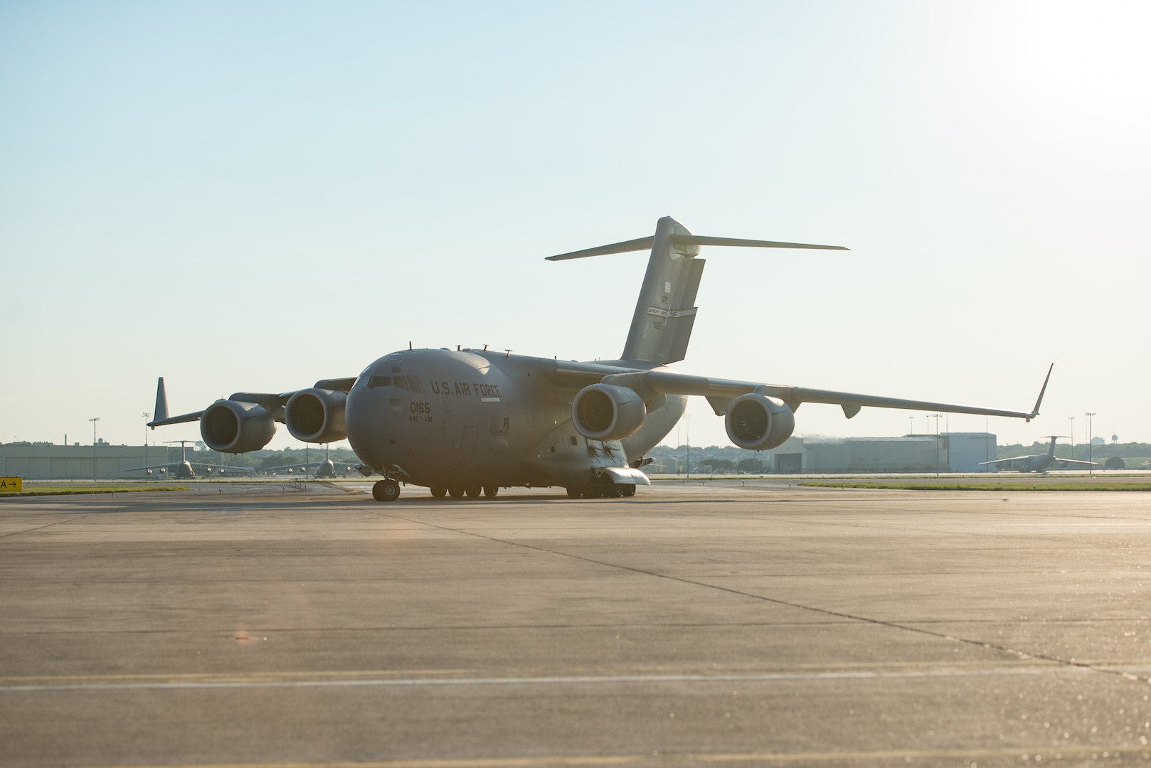 Members from the 502nd Logistics Readiness Squadron, the 433rd Airlift Wing, and the 445th Airlift Wing unload pallets and rolling stock containing maintenance equipment Aug. 30, 2017 at Joint Base San Antonio-Lackland Kelly Field, Texas.