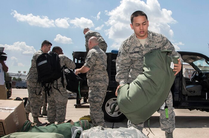 AETC Airmen depart Joint Base San Antonio-Lackland in support of Hurricane Harvey relief efforts.