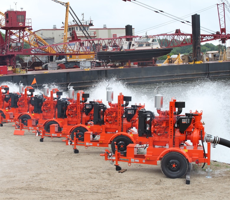 Under the authority of Public Law 84-99, the U.S. Army Corps of Engineers can provide technical assistance and flood-fighting supplies, like these flood pumps, to local organizations, cities, counties and states actively engaged in flood fighting.