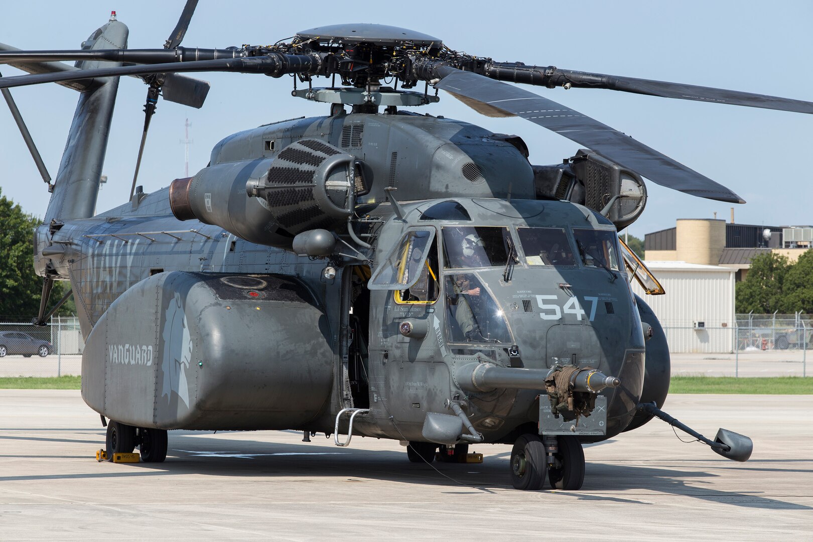 A MH-53E Sea Dragon with Helicopter Mine Countermeasures Squadron for Hurricane Harvey relief missions