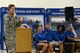Col. Reba Sonkiss, 62nd Airlift Wing commander, speaks to members of the Air Force Wounded Warrior Program and volunteers during the closing ceremony of the Joint Adaptive Sports Camp Aug. 29, 2017, at Joint Base Lewis-McChord, Wash.