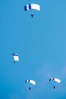 The Wings of Blue parachute team freefalls during the opening ceremony of the Thunder Over Dover Open House and Airshow Aug. 26, 2017, at Dover Air Force Base, Del. This was the first open house held at Dover AFB in eight years. (U.S. Air Force photo by Mauricio Campino)