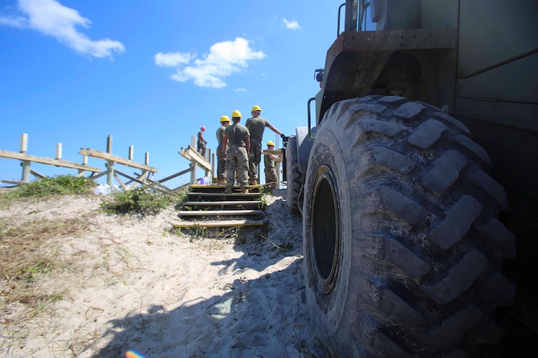 8th Engineer Support Battalion destroys vacant beach houses at Onslow Beach, Camp Lejeune, N.C., Aug. 30.