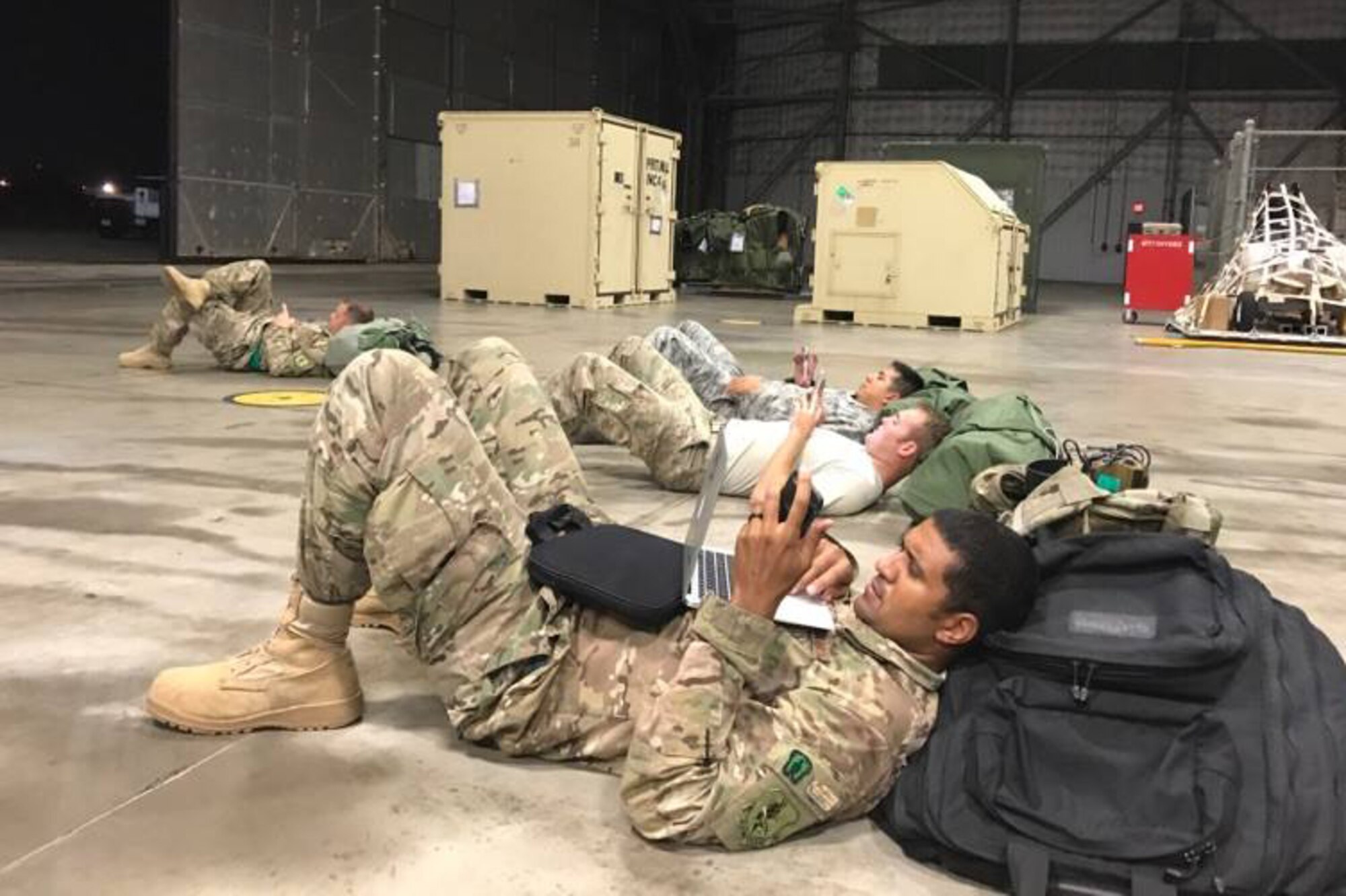 Military personnel deployed to Easterwood Airport, College Station, Texas to support rescue and recovery efforts in the aftermath of Hurricane Harvey.