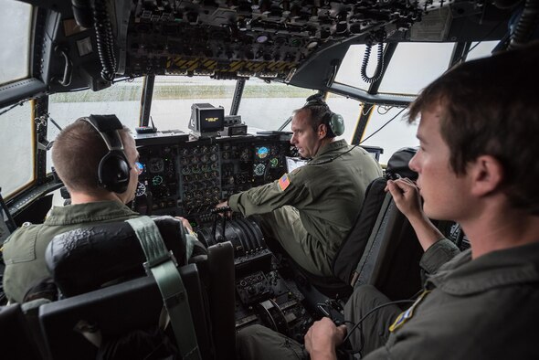 Two C-130 Hercules aircraft and 14 Airmen from the 123rd Airlift Wing deploy from the Kentucky Air National Guard base in Louisville, Ky., Sept. 1, 2017, for Texas, where they will fly humanitarian aid and airlift evacuation missions in the aftermath of Hurricane Harvey. The Airmen are expected to airlift displaced residents from Beaumont, Texas, to Dallas, where they will be provided with safe shelter.