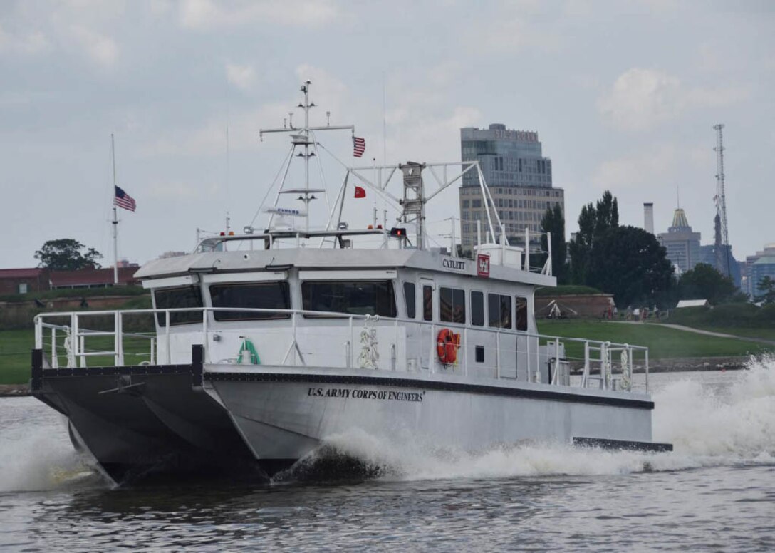 The U.S. Army Corps of Engineers' Marine Design Center managed construction of the Survey Vessel CATLETT for the USACE Baltimore District. The vessel, delivered in July of 2017, uses the latest technology to primarily survey channels associated with the Port of Baltimore.
