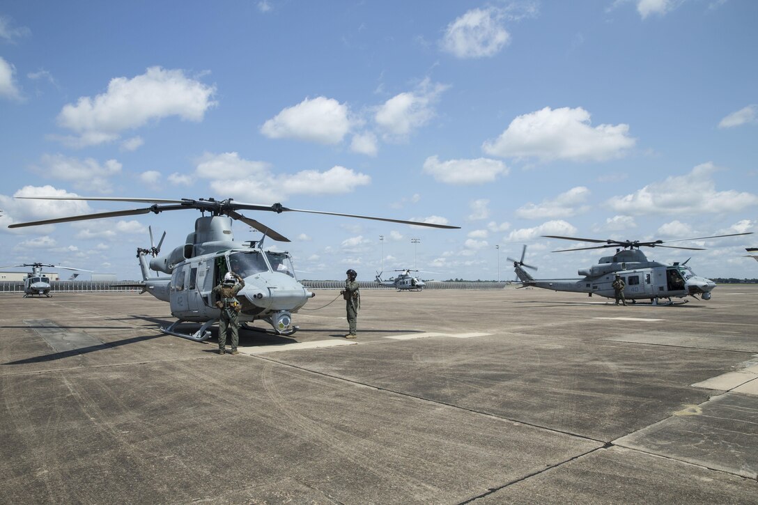 Marines with Marine Forces Reserve conduct an aerial re-supply in support of recovery efforts in the wake of Hurricane Harvey