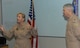 U.S. Air Force Col. Laurie Dickson, left, 710th Combat Operations Squadron commander, and Lt. Col. Jason Strickland, right, Det. 1, 609th Air and Space Operations Center commander, speak to the attendees of  an official guidon presentation for the activation of Det. 1,  710th COS at Shaw Air Force Base, S.C., Aug. 31, 2017. (U.S. Air Force photo by Staff Sgt. William Banton)