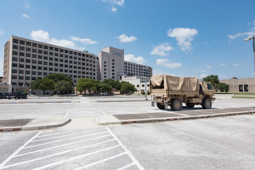 502nd Logistical Readiness Squadron and 59th Medical Wing Airmen transport military personnel Sept. 2, 2017, at Joint Base San Antonio-Lackland, Texas.