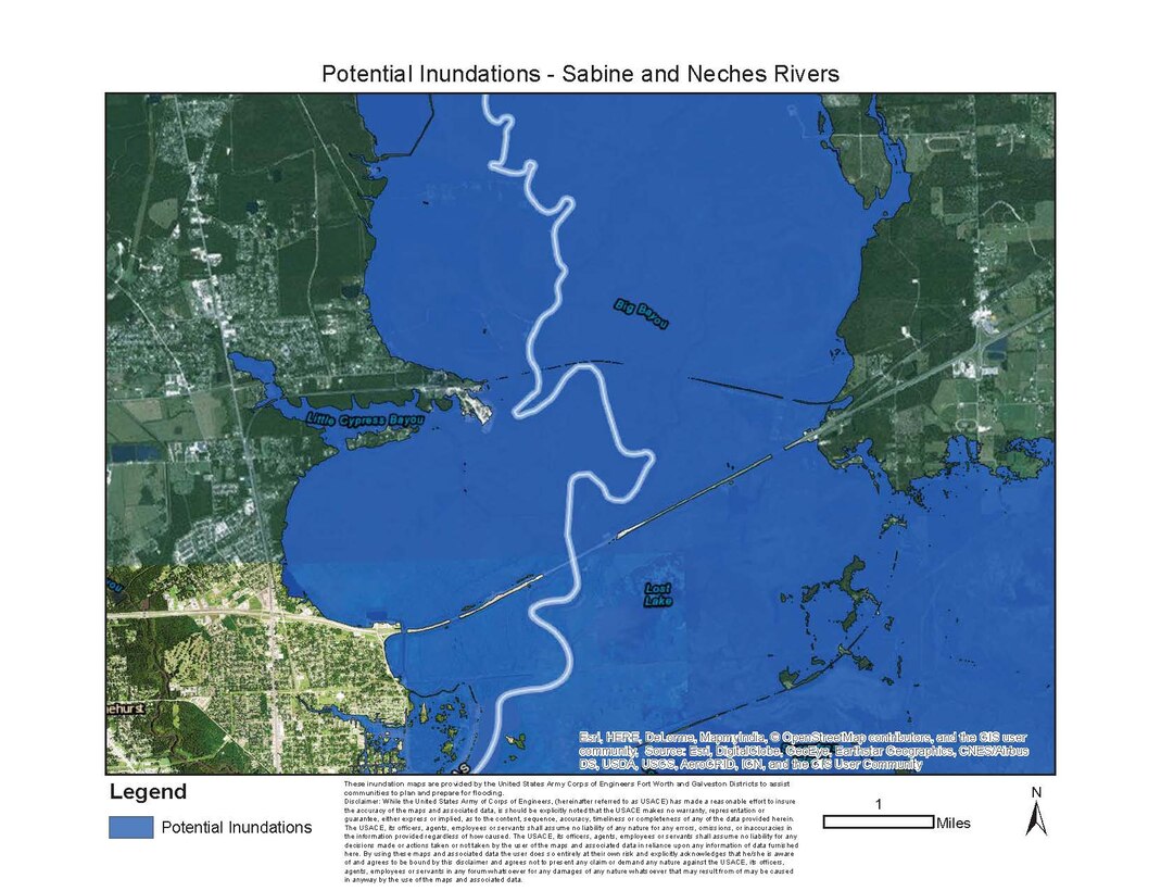 "These inundation maps depicting the Sabine and Neches rivers are provided by the United States Army Corps of Engineers Fort Worth and Galveston Districts to assist communities to plan and prepare for flooding.