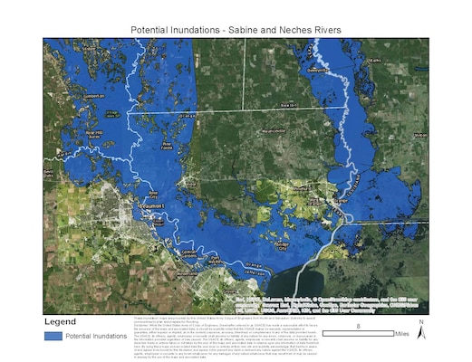 "These inundation maps depicting the Sabine and Neches rivers are provided by the United States Army Corps of Engineers Fort Worth and Galveston Districts to assist communities to plan and prepare for flooding.