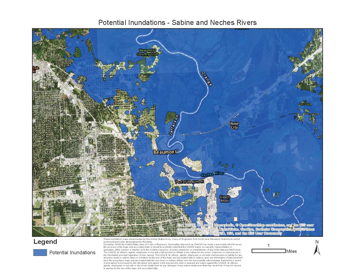 "These inundation maps depicting the Sabine and Neches rivers are provided by the United States Army Corps of Engineers Fort Worth and Galveston Districts to assist communities to plan and prepare for flooding.