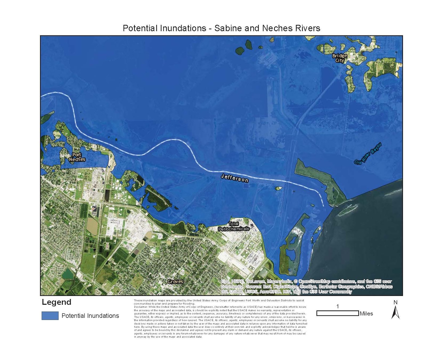"These inundation maps depicting the Sabine and Neches rivers are provided by the United States Army Corps of Engineers Fort Worth and Galveston Districts to assist communities to plan and prepare for flooding.