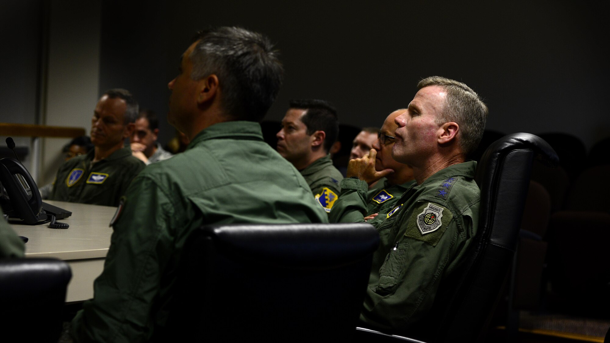 Gen. Tod Wolters, U.S. Air Forces in Europe and Air Forces Africa commander, attends a briefing, Sept. 1, 2017, at Aviano Air Base, Italy. During his visit he met with many Airmen and toured several base facilities. (U.S. Air Force photo by Airman 1st Class Ryan Brooks)
