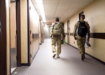Soldiers walk to their assigned rooms Sept. 2 at the old Wilford Hall Ambulatory Surgical Center at Joint Base San Antonio-Lackland. More than 500 soldiers are awaiting future deployment instructions at the old Wilford Hall in response to the devastation caused by Hurricane Harvey.