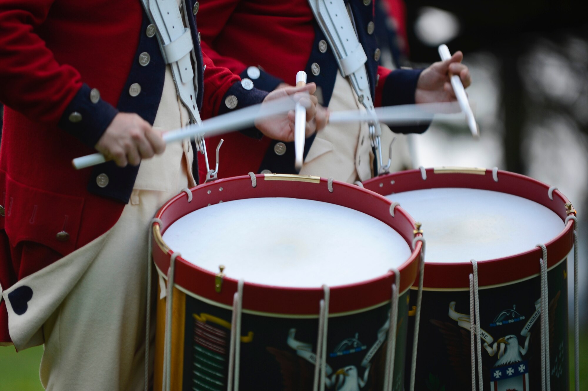 Members of the U.S. Army Old Guard Fife and Drum Corps perform during the “Music Under the Stars” season finale concert at Joint Base Langley-Eustis, Va., Aug. 31, 2017.