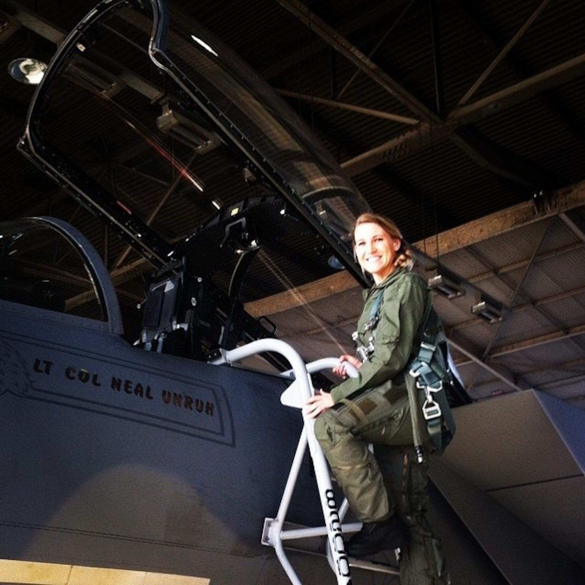 Capt. Kaci Dixon poses for a photo before an incentive flight on an F-15 in March 2014 at Klamath Fall, Ore. (Courtesy photo)