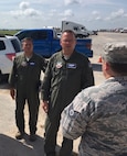Col. Dave Edwards (right) and Col. Harry Hughes, reservists assigned as Emergency Preparedness Liaison Officers to the Federal Emergency Management Agency, work on the flightline at Joint Base San Antonio-Seguin Auxiliary Airfield Sept. 5, 2017.  Helping local response agencies coordinate with one another is a primary responsibility for EPLOs. (U.S. Air Force photo by Dan Hawkins)