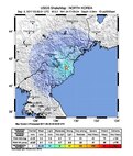 This graphic from the U.S. Geological Survey's Earthquake Hazards Program shows a shake map from the magnitude 6.3 explosion-generated earthquake that took place Sept. 3, 2017, 22 kilometers east-northeast of Sungjibaegam, North Korea. A shake map is a product of the USGS Earthquake Hazards Program in conjunction with the regional seismic networks. Shake maps provide near-real-time maps of ground motion and shaking intensity following significant earthquakes.