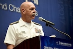 170905-N-TB148-165 SEOUL, Republic of Korea (Sept. 05, 2017) Adm. Scott Swift, commander, U.S. Pacific Fleet (PACFLT), delivers the keynote address at the Republic of Korea Navy’s 13th annual International Seapower Symposium.  PACFLT's visit includes engagements with U.S. and ROK key military leaders to emphasize the commitment of the Pacific Fleet to key allies and security and stability on the peninsula. (U.S. Navy photo by Mass Communication Specialist Seaman William Carlisle)