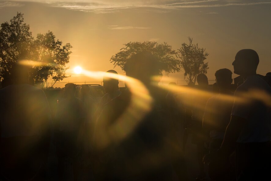 Airmen get ready for the start of the National Preparedness Month 5k fun run, Sept. 1, 2017, at Moody Air Force Base, Ga. The 5k kicked off National Preparedness Month, which is designed to educate and empower not only the base, but also the community on preparing for any disaster. (U.S. Air Force photo by Airman 1st Class Erick Requadt)