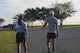 Master Sgt. Regina Dockens, 23d Communication Squadron first sergeant, left, and Capt. Austin Gibbons, 23d Operations Support Squadron flight commander of weather, walk away after finishing the National Preparedness Month 5k fun run, Sept. 1, 2017, at Moody Air Force Base, Ga. National Preparedness Month is designed to educate and empower not only the base, but also the community on preparing for any disaster. (U.S. Air Force photo by Airman 1st Class Erick Requadt)