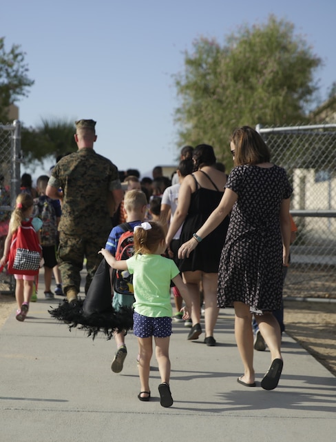 Back to school season began at Condor Elementary aboard the Marine Corps Air Ground Combat Center, Twentynine Palms, Calif., August 21, 2017. Condor Elementary is a professional learning community that offers equitable learning opportunities for all its of members.