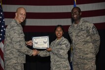 Airmen receive certificates for their selection to staff sergeant Aug. 24, 2017, at McConnell Air Force Base, Kan. The Air Force selected 14,181 senior airmen for promotion, 186 of which are assigned to McConnell. (U.S. Air Force photo/Airman 1st Class Erin McClellan)