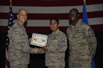 Airmen receive certificates for their selection to staff sergeant Aug. 24, 2017, at McConnell Air Force Base, Kan. The Air Force selected 14,181 senior airmen for promotion, 186 of which are assigned to McConnell. (U.S. Air Force photo/Airman 1st Class Erin McClellan)