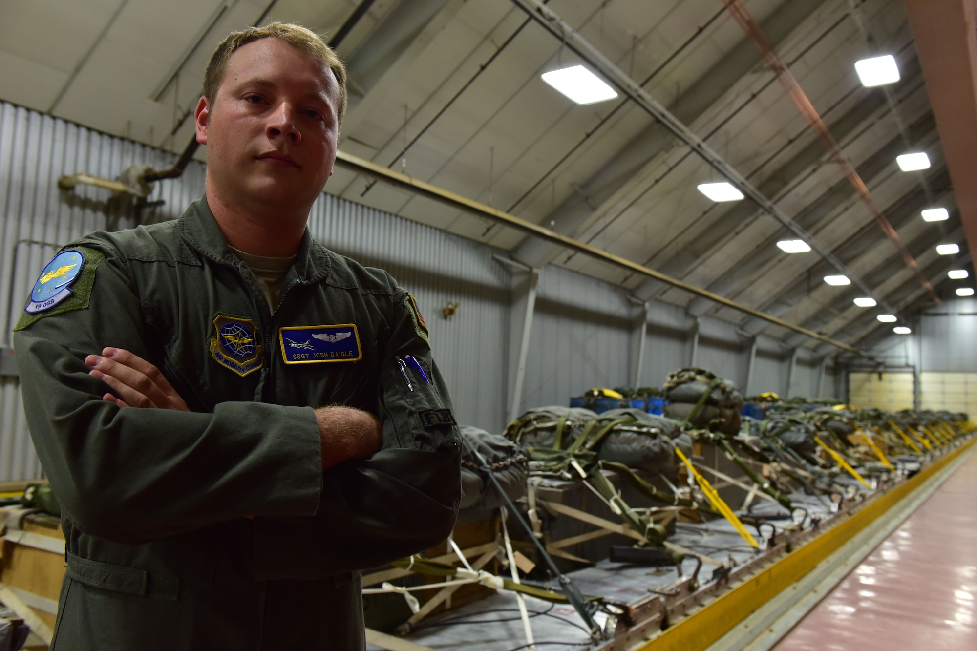 Staff Sgt. Joshua Daigle, 19th Operations Support Squadron tactics loadmaster, is nominated for the Combat Airlifter of the Week Sept. 6, 2017 at Little Rock Air Force Base, Ark. Daigle was selected for his efforts during Mobility Guardian. (U.S. Air Force photo by Airman Rhett Isbell)