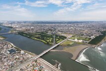 An aerial view of Odawara City from a UH-1N Iroquois assigned to the 459th Airlift Squadron