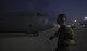 Senior Airman Tom Saunders, a 774th Expeditionary Airlift Squadron loadmaster, inspects the propellers of a C-130J Super Hercules as it starts up at Bagram Airfield, Afghanistan, Aug. 24, 2017. The 774th Expeditionary Airlift Squadron conducted their first combat airdrop in nearly two-and-a-half years, resulting in the successful delivery of 11,000 pounds of equipment to coalition forces. (U.S. Air Force photo by Staff Sgt. Benjamin Gonsier)