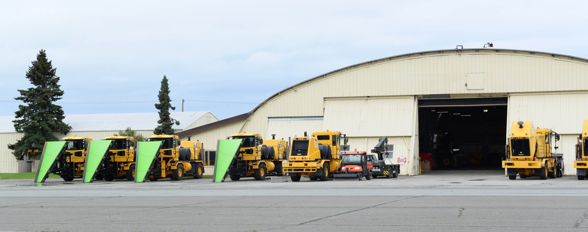 The 673d Logistics Readiness Squadron Heavy Equipment Shop, Aug. 29, 2017, at Joint Base Elmendorf-Richardson, Alaska. The 673d LRS is responsible for inspecting, troubleshooting and all heavy equipment repairs at JBER.