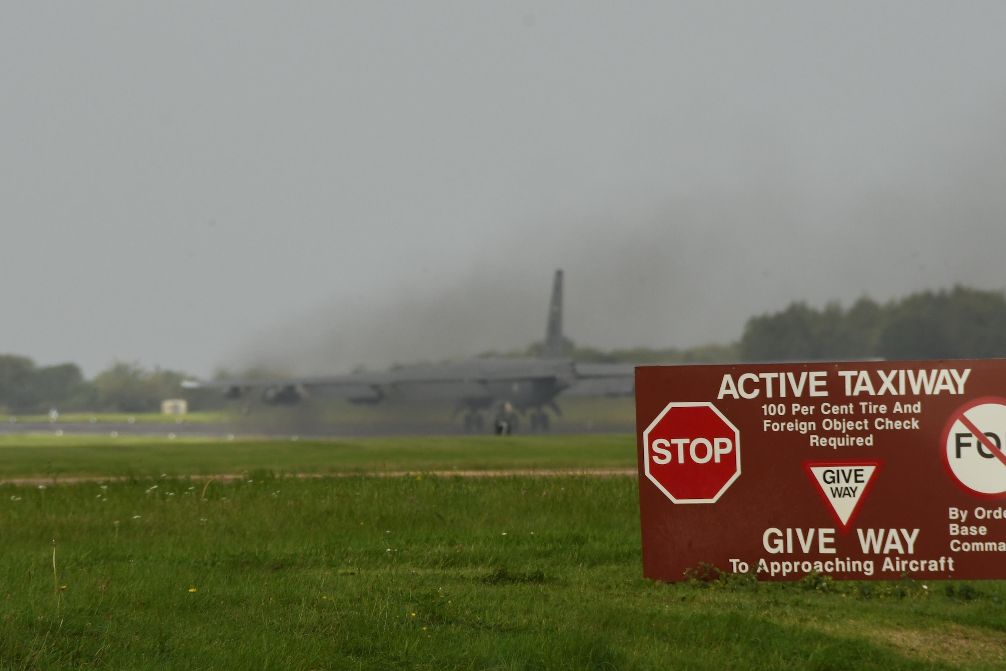 A B-52 Stratofortress takes off on a mission from Royal Air Force Fairford, United Kingdom, Sept. 6, 2017.