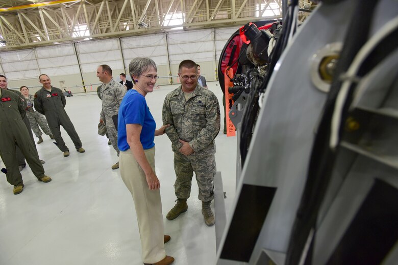 Master Sgt. Eric gets recognized by the Secretary of the Air Force Heather Wilson on Creech Air Force Base