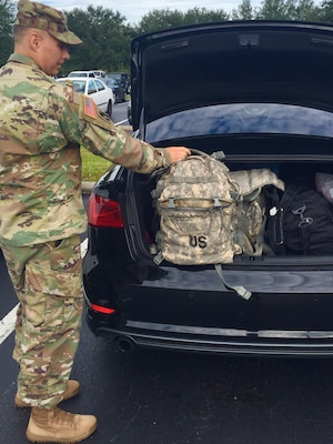 Florida Army National Guardsman Sgt.1st Class Frank Coger prepares for activation in support of Hurricane Irma.
