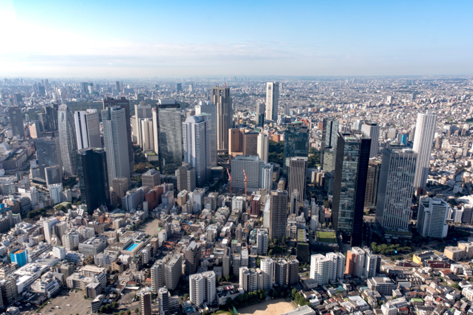 An aerial view of Shinjuku’s skyscraper district