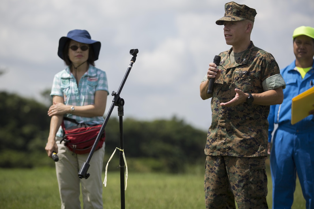 Col. William L. Depue speaks to the participants