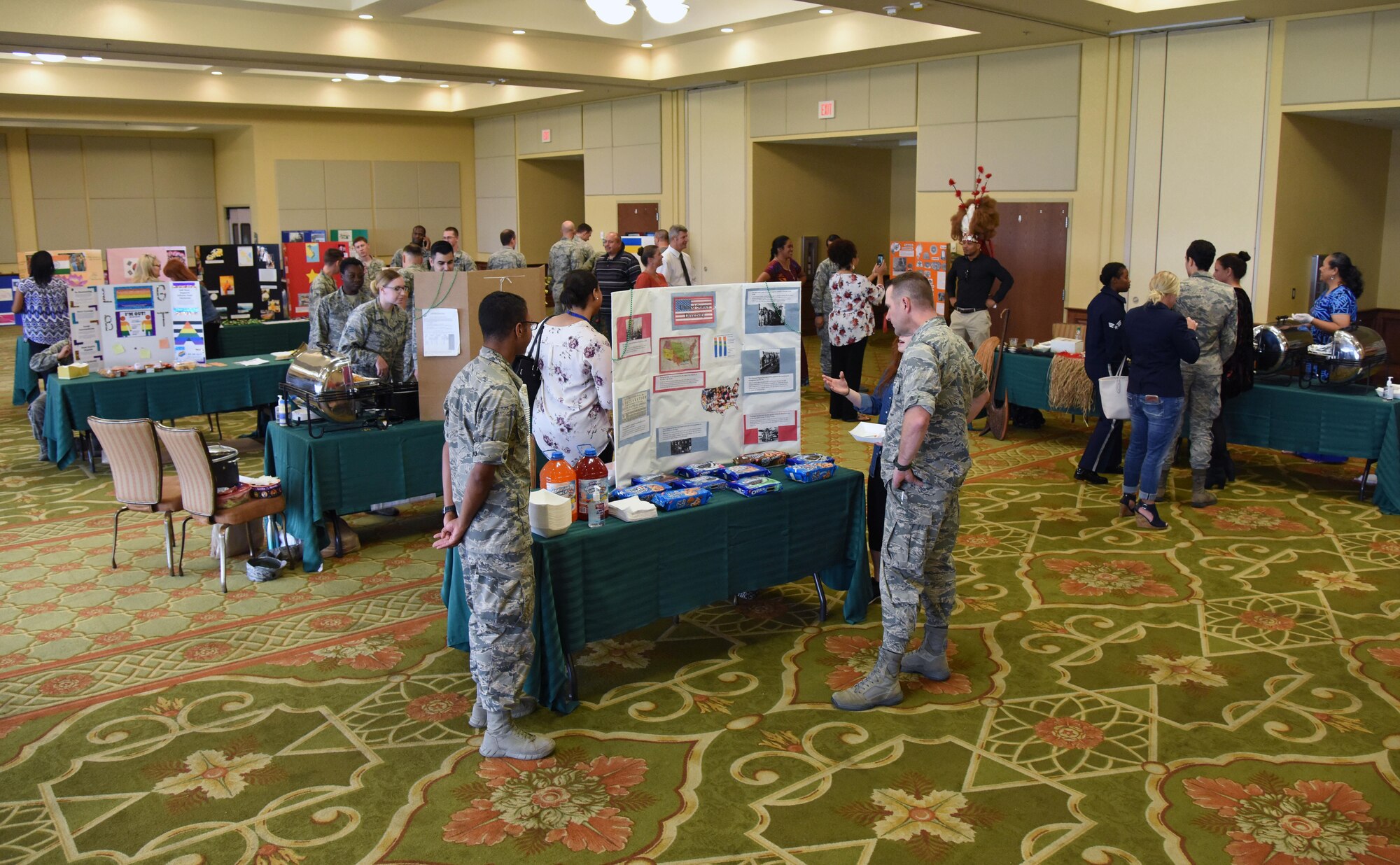 Keesler personnel attend Diversity Day at the Bay Breeze Event Center Sept. 6, 2017, on Keesler Air Force Base, Miss. The cultural celebration included food sampling and information booths about countries around the world and other special emphasis groups. (U.S. Air Force photo by Kemberly Groue)