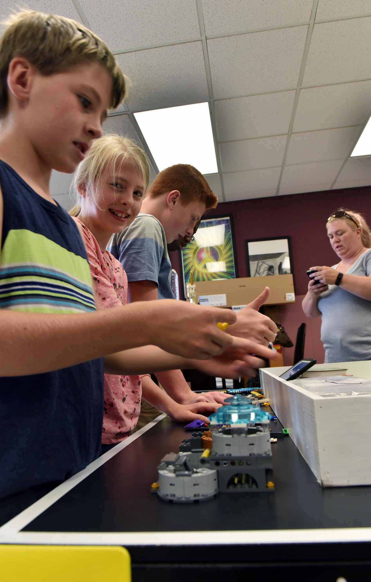 Members of Whiteman’s FIRST® LEGO® robotics team gathered for their second meeting at Whiteman Air Force Base, Mo., Aug. 31, 2017.