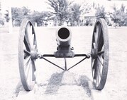 IMAGE: 8x10 negative
July 1945
Small 12-pounder boat Howitzer made to designs of Rear-Admiral J.A. Dahlgren, 1864. This gun was designed both as a carriage gun to be used in support of landing operations, and as a boat gun.