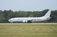 A U.S. Navy P-8 aircraft from Jacksonville, Fla., taxis on the runway of Wright-Patterson Air Force Base, Ohio, in preparation for landing and safe haven support, Sept. 8, 2017. The P-8 was one of several planes using Wright-Patterson AFB as a Safe Haven while Hurricane Irma threatens their home station. (U.S. Air Force photo by Wesley Farnsworth)